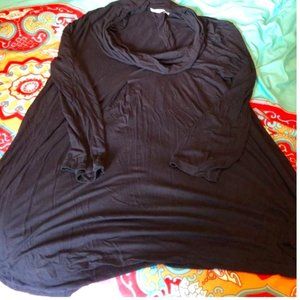 Black rayon cowl-neck tunic by ICANTOO